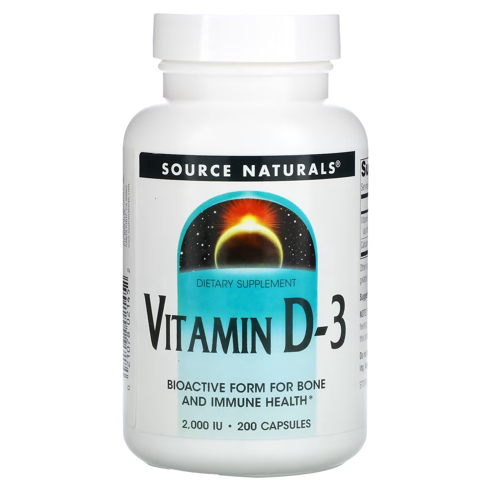 Source Naturals, Витамин D3, 2000 МЕ, 200 мягких таблеток nordic naturals витамин d3 апельсин 1000 ме 120 мягких таблеток