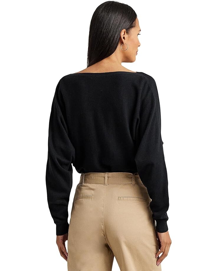

Свитер LAUREN Ralph Lauren Petite Cotton-Blend Dolman-Sleeve Sweater, черный