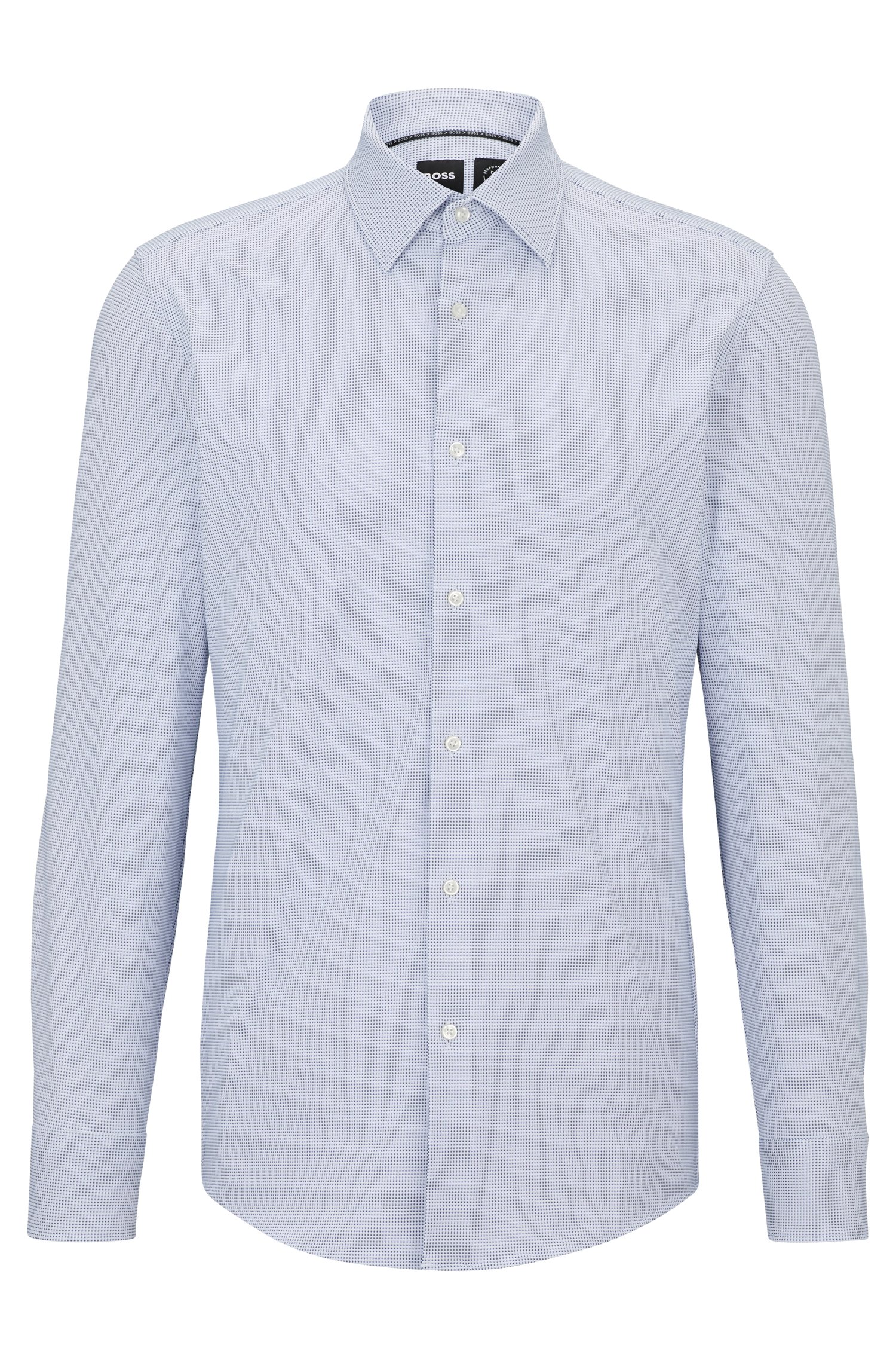 цена Рубашка Hugo Boss приталенного кроя из структурированной эластичной ткани, голубой
