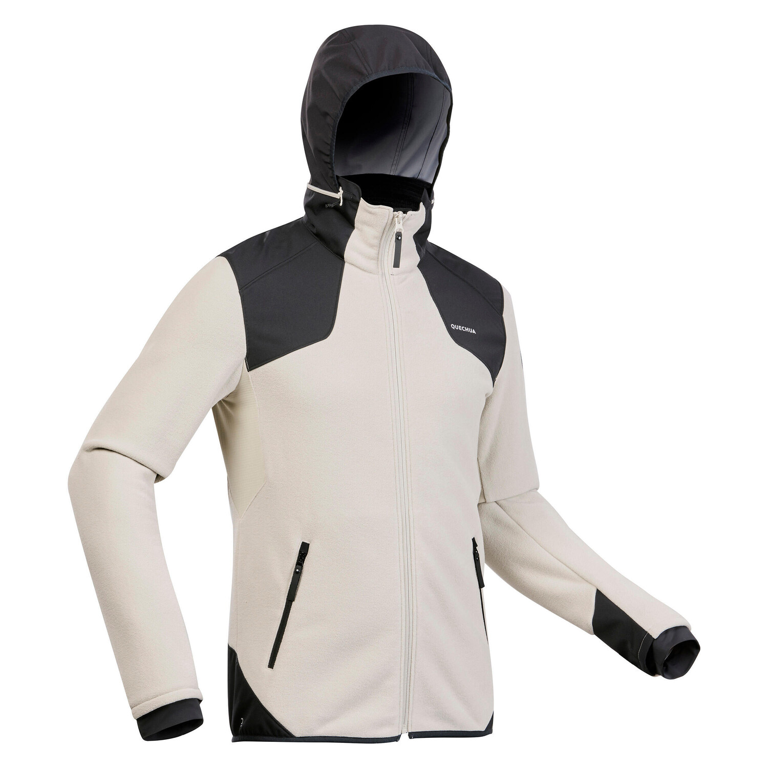 

Куртка Quechua SH500 X-Warm флисовая мужская зимняя походная, серый / черный