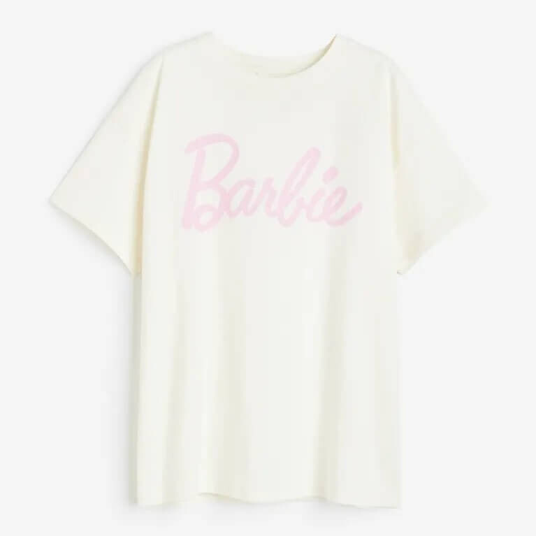 

Футболка H&M Oversized Printed T-Shirt, светло-бежевый