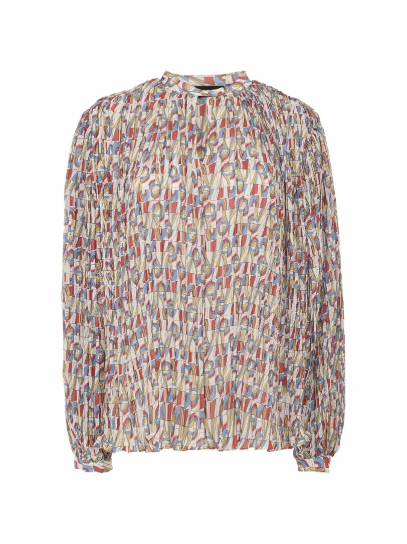 Плиссированная блузка с принтом Rochas блузка свободного силуэта с абстрактным принтом