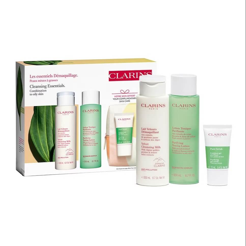 Подарочный набор Clarins Oily Skin Cleansing, 3 предмета очищающий лосьон acne solutions clinique 200 мл
