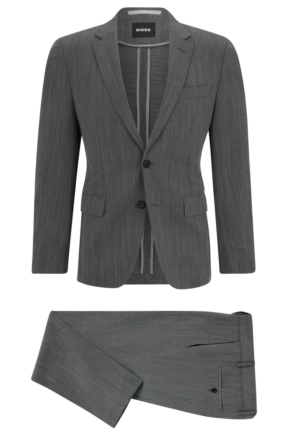 

Костюм приталенного кроя Hugo Boss Micro-Patterned Perfomance-Stretch, 2 предмета, серебристый