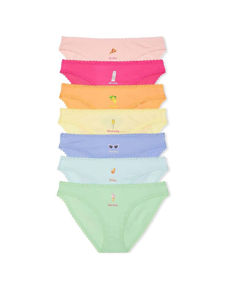 

Комплект трусов-бикини Victoria's Secret Stretch Cotton and Mesh, 5 шт., мультиколор