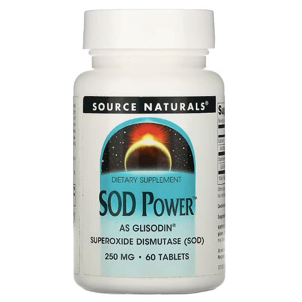 Супероксиддисмутаза SOD Power, 250 мг, 60 таблеток, Source Naturals source naturals восстановленный глутатион 250 мг 60 таблеток