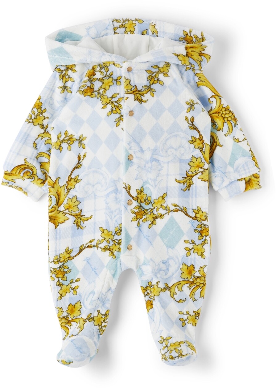 

Голубое махровое боди Barocco с ромбами Baby Blue Versace