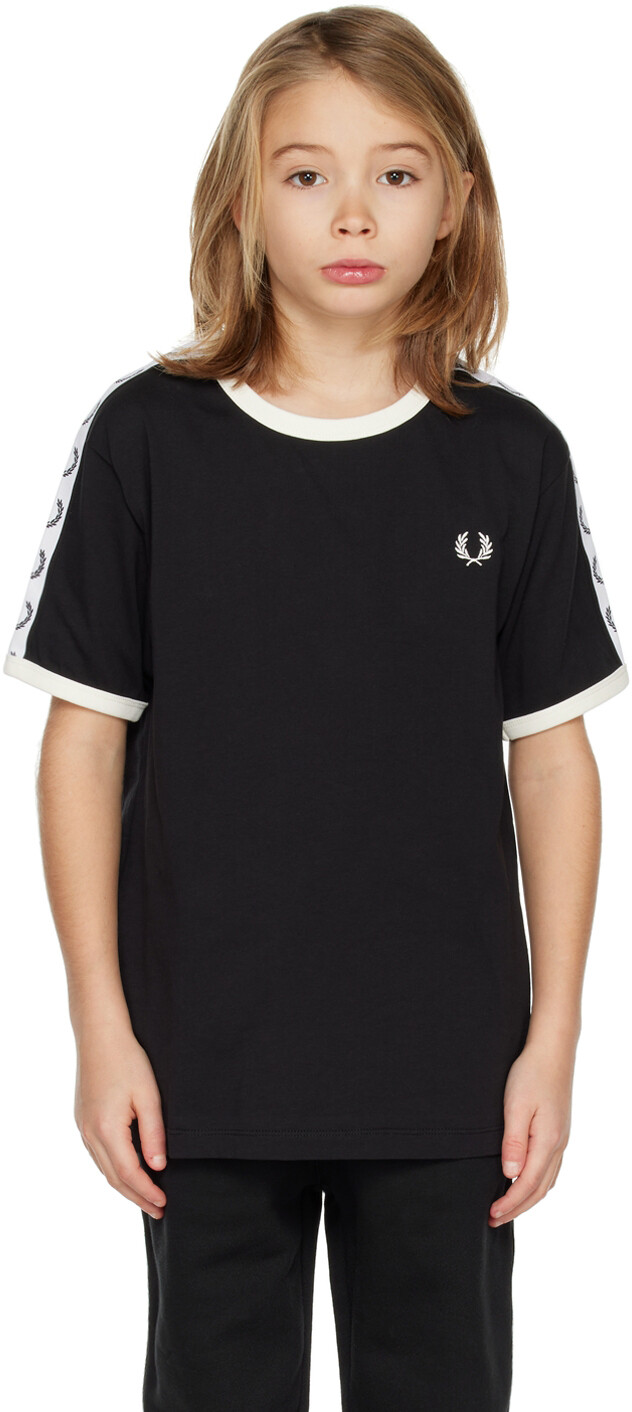 

Детская черная футболка Ringer с тесьмой Fred Perry