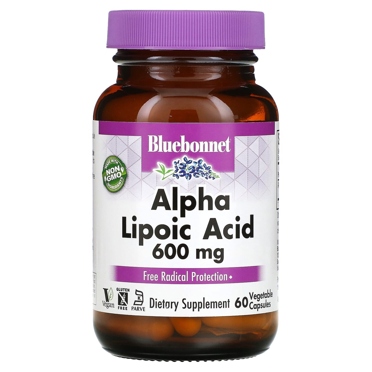 

Альфа-липоевая кислота, 600 мг, 60 растительных капсул, Bluebonnet Nutrition