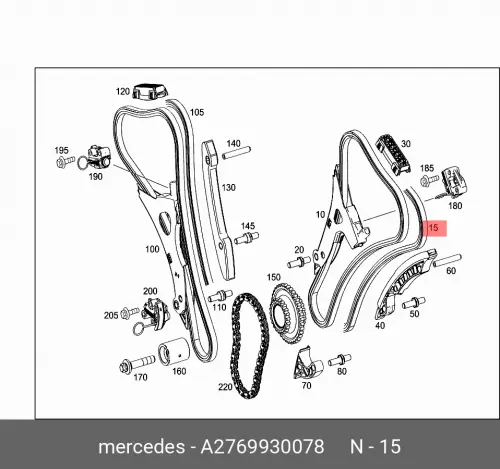 Цепь ГРМ слева A2769930078 MERCEDES-BENZ цепь грм комплект натяжителя oem 058109088b 058109088d 058109088e 058109088h 058109088k 058109088l f vvw jjetta aaudi sskoda sseat