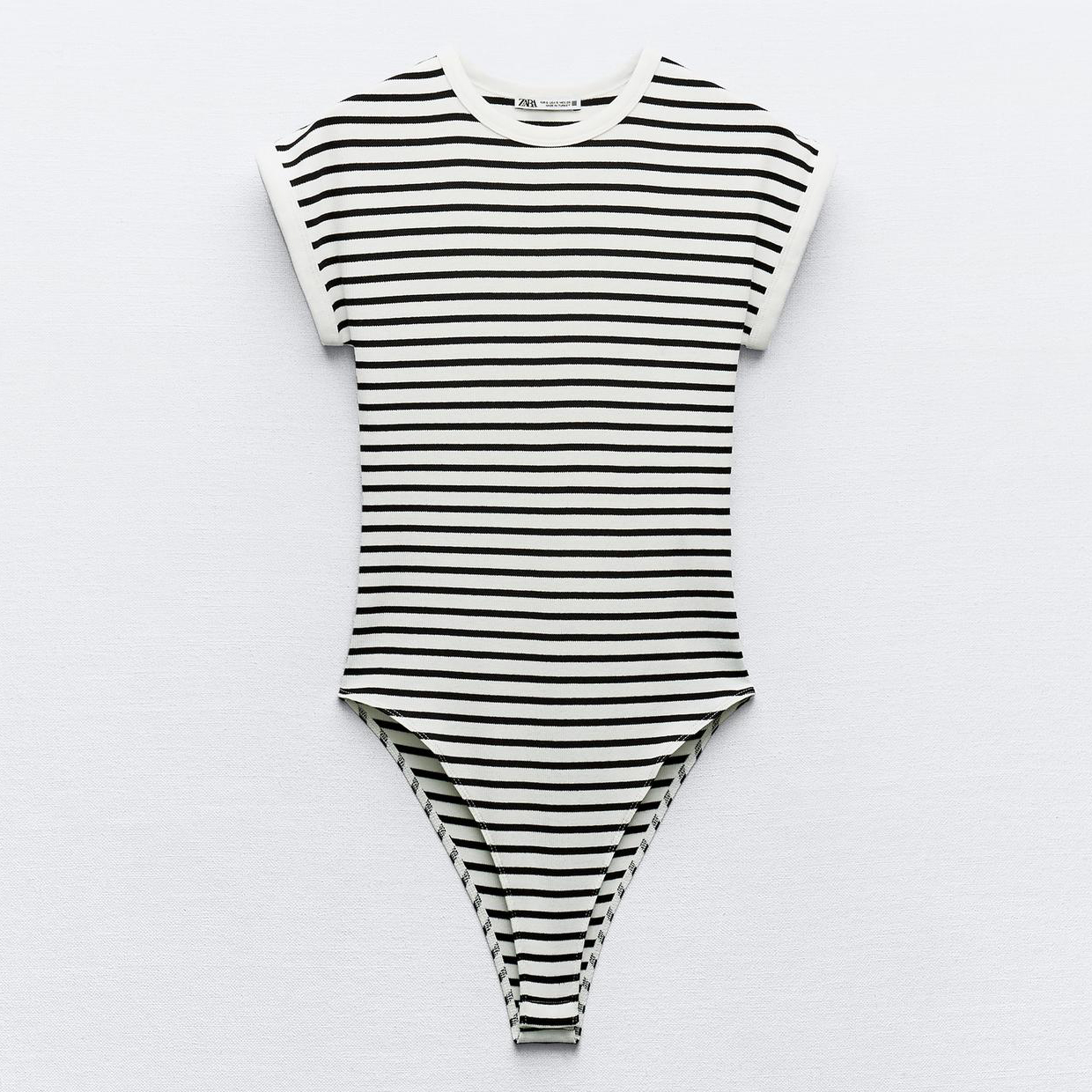 Боди-комбинезон Zara Striped Ribbed, черный/белый футболка zara contrast ribbed striped синий белый