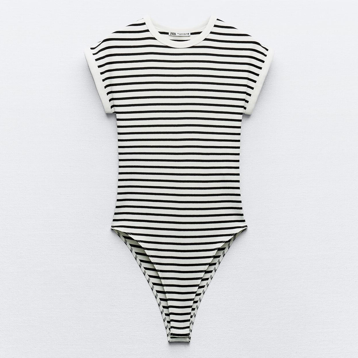 Боди-комбинезон Zara Striped Ribbed, черный/белый боди zara rhinestone ribbed белый