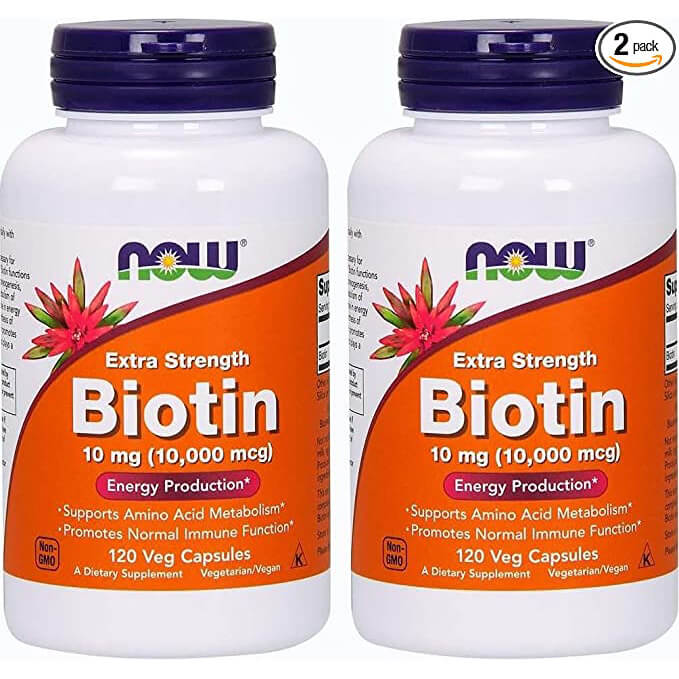 Биотин Now Foods, 120 капсул, 2 упаковки now foods shots витамин b12 ягодное ассорти 10 000 мкг 12 порций по 15 мл 0 5 жидк унции