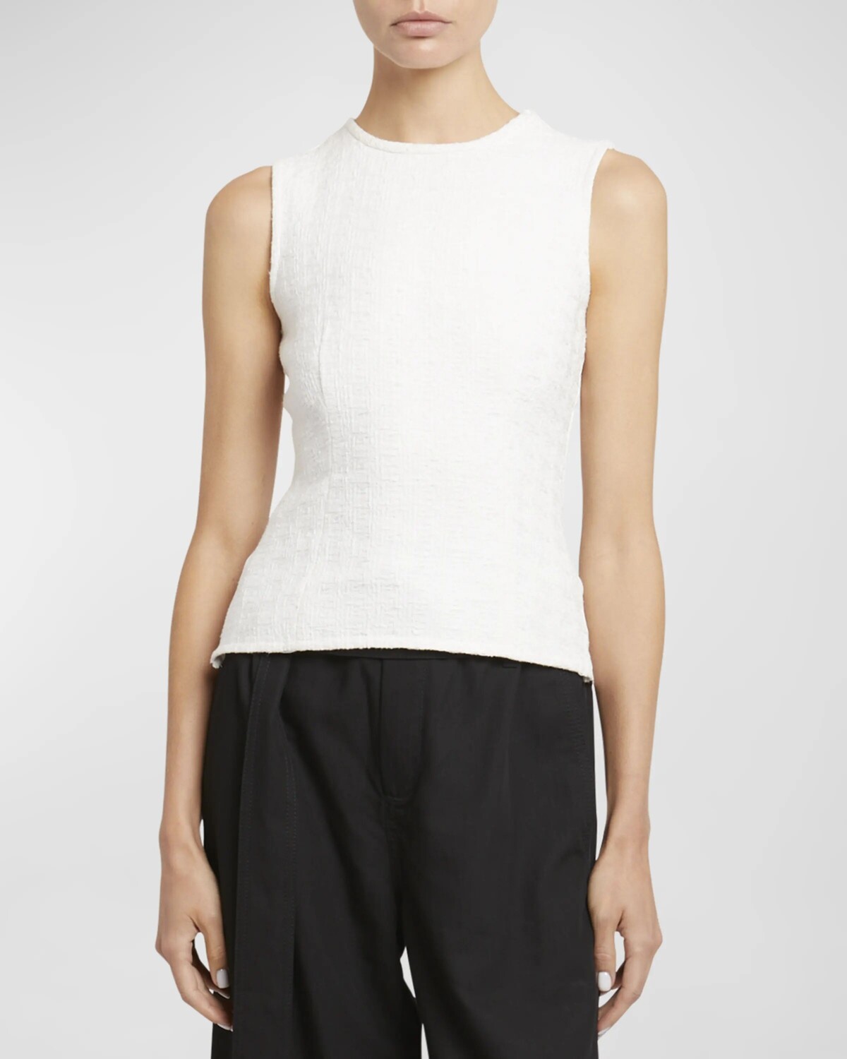 

Твидовый топ без рукавов орехового цвета Proenza Schouler White Label, цвет Ivory