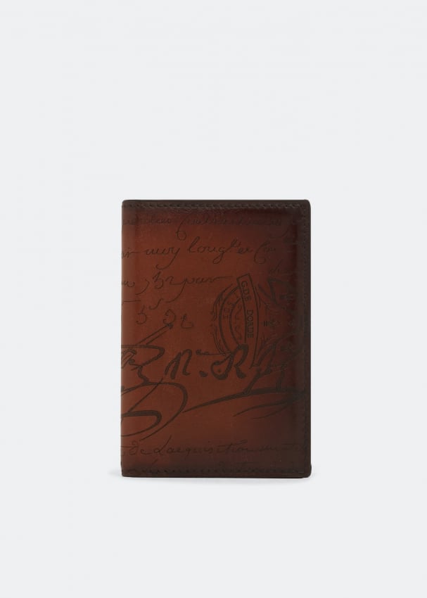Кошелек BERLUTI Scritto leather wallet, коричневый wallet woodland leather