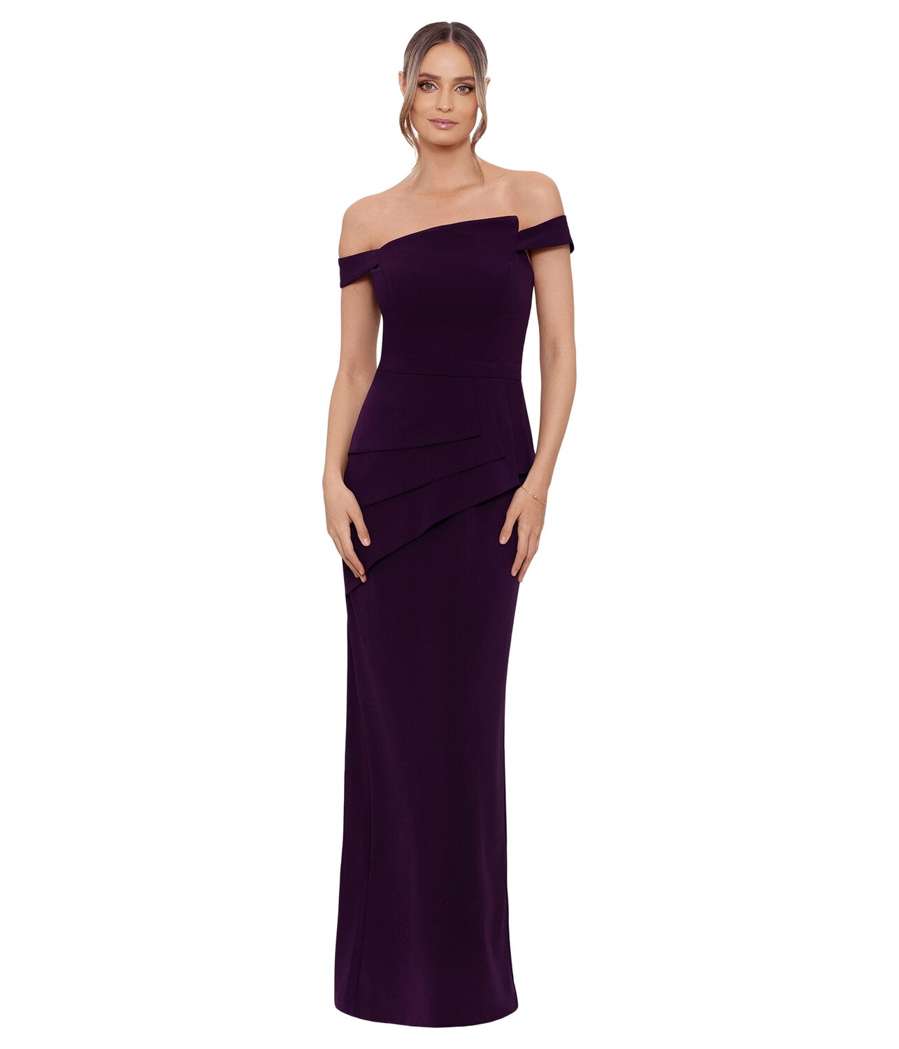 

Платье XSCAPE, Long Pleated Scuba Off-the-Shoulder Dress