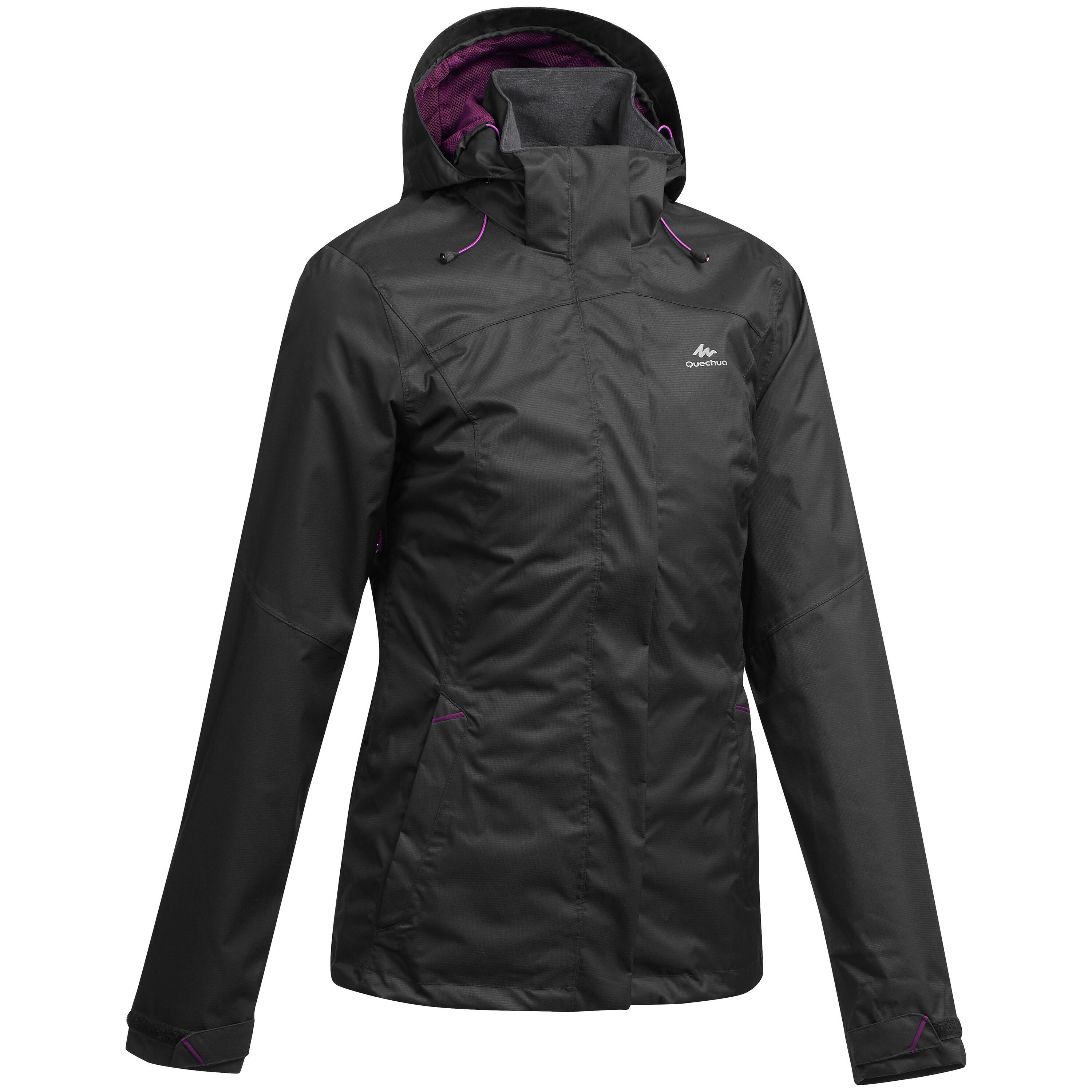 цена Куртка Quechua MH100 для походов водонепроницаемая женская, черный