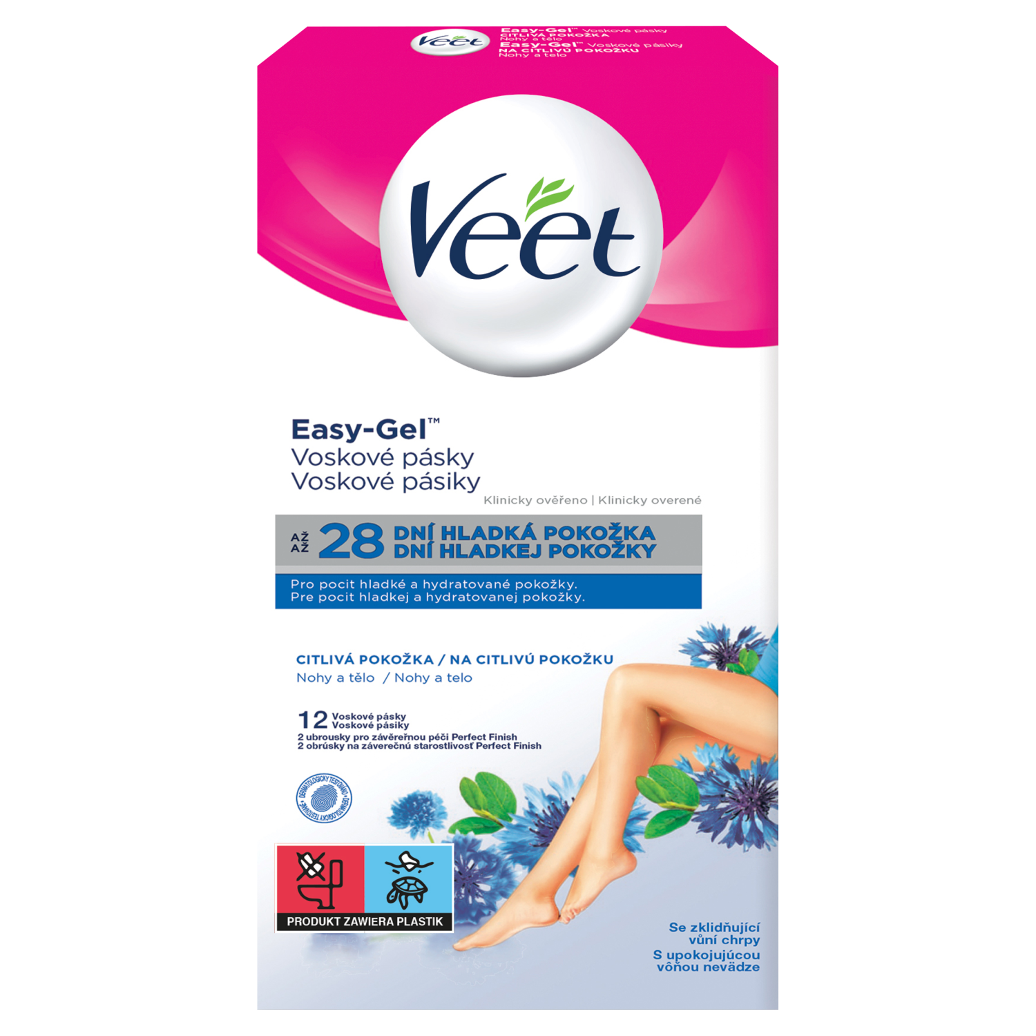 Veet Easy-Gelwax Technology полоски с воском для депиляции чувствительной кожи, 12 шт./1 уп. цена и фото