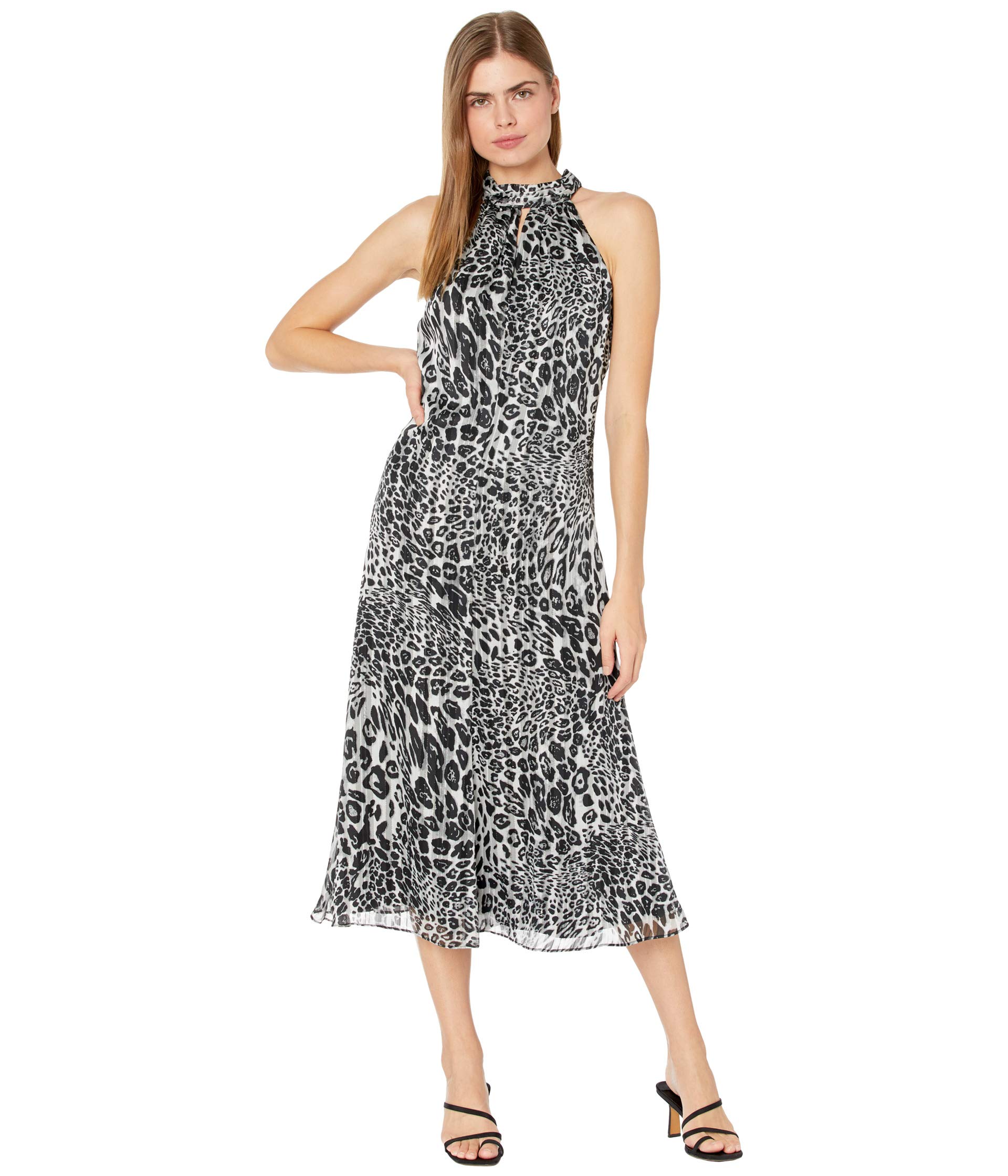 Платье MILLY, Adrian Metallic Stripe Leopard Burnout Dress платье milly meina leopard print pleated dress