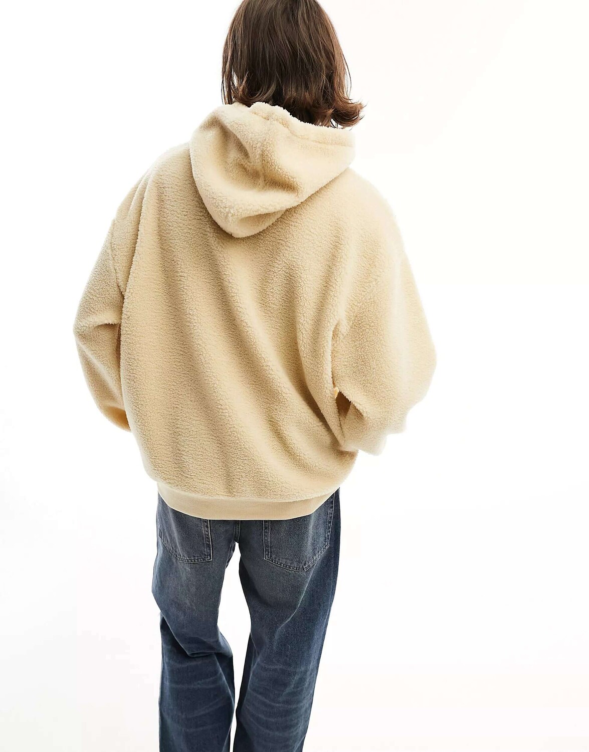 

Бежевая худи oversize borg ASOS, Бежевый