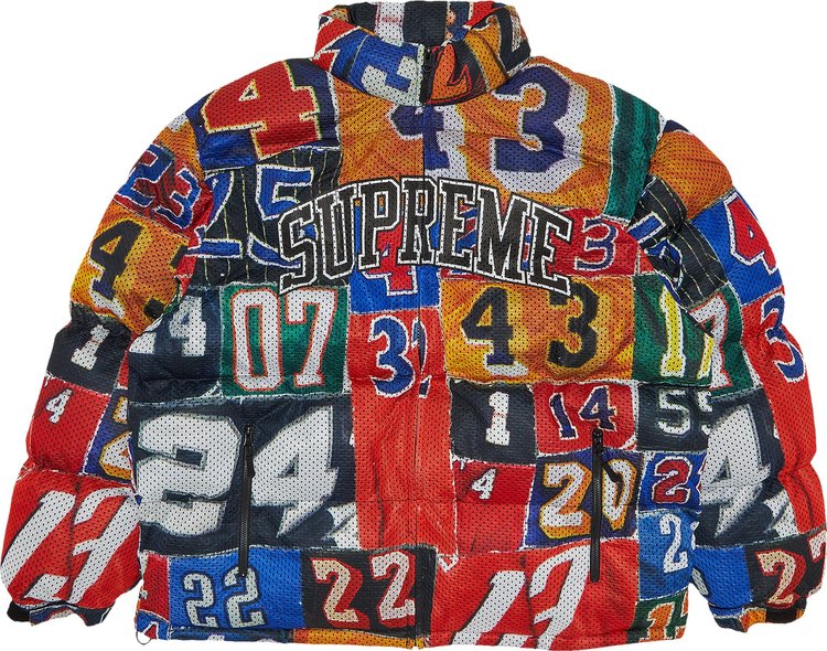 Пуховик Supreme Mesh Jersey Puffer Jacket 'Multicolor', разноцветный - фото