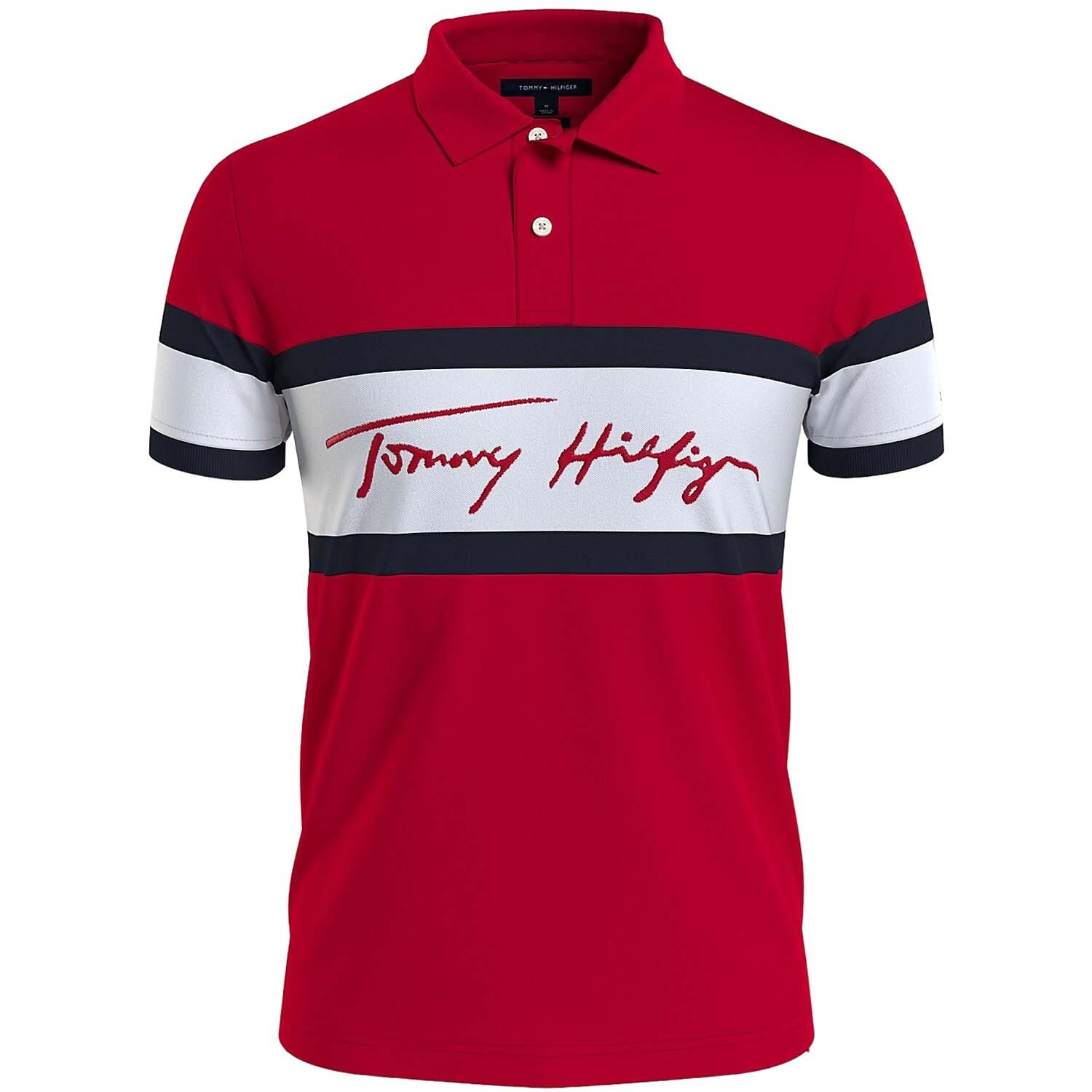 

Поло Tommy Hilfiger Colorblock Signature, красный/мультиколор