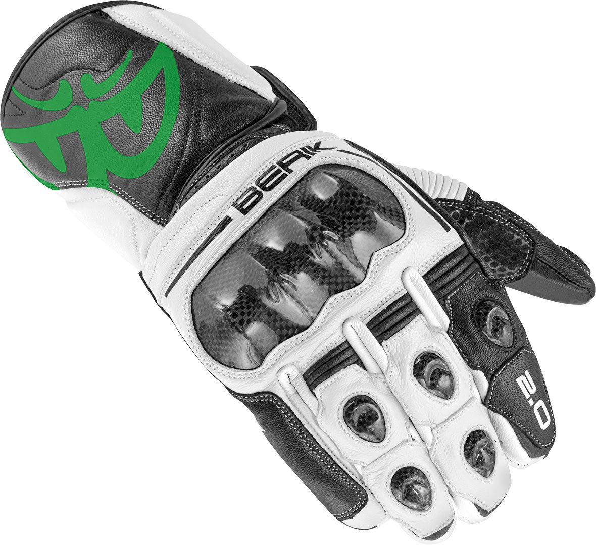 перчатки berik 2 0 st для мотоциклистов белый черный Перчатки Berik 2.0 ST для мотоциклистов, черный/зеленый