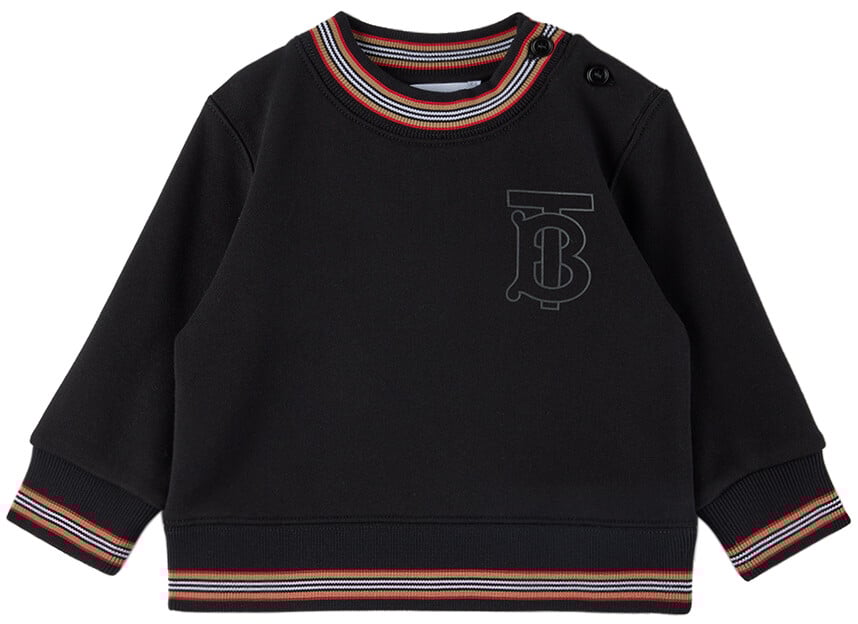 

Детская черная толстовка с монограммой Burberry, Черный
