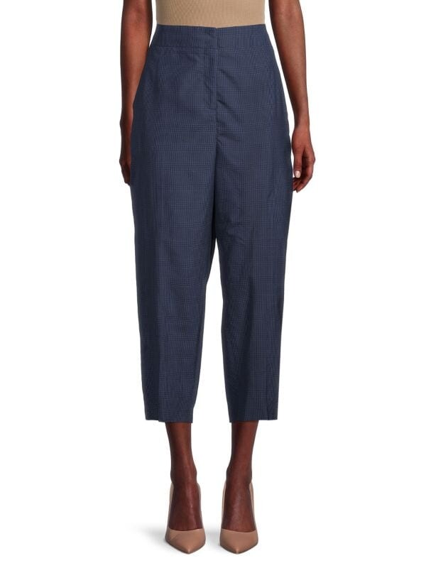 

Брюки Шелковые Akris Windowpane в клетку, navy