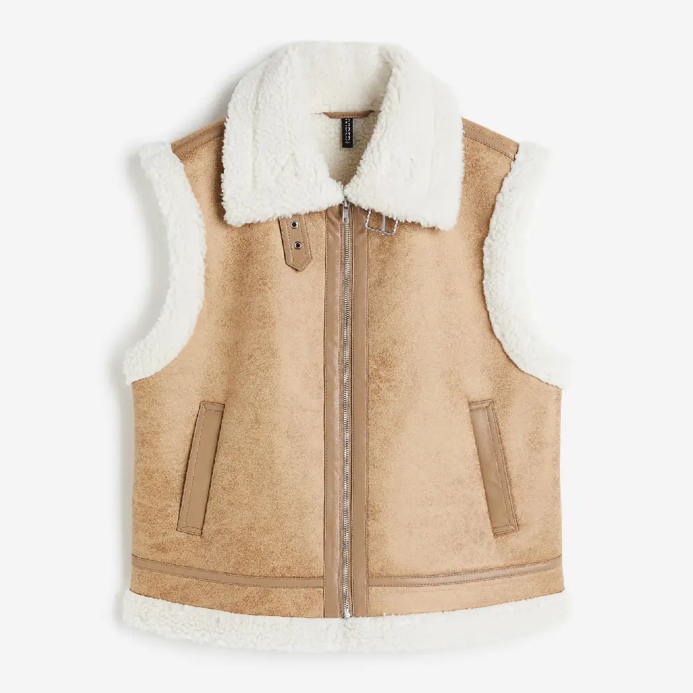 

Жилет утепленный H&M Teddy-fleece-lined, бежевый