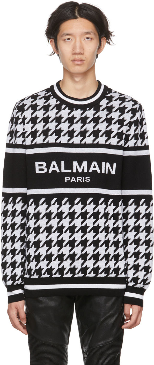 

Черный свитер с узором \гусиные лапки\"" Balmain