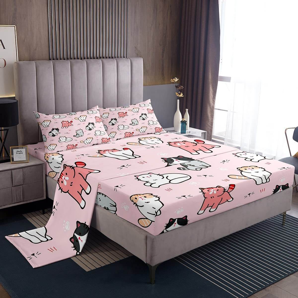 цена Комплект постельного белья для детей Erosebridal Cat Lover's Animal, 4 предмета, розовый/мультиколо