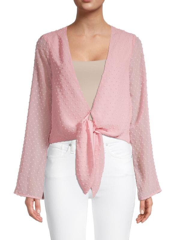 

Топ BCBGeneration Blossom Swiss Dot с завязками спереди, розовый