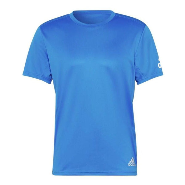 Футболка Adidas Solid Color Luminous Logo Round Neck Short Sleeve Blue T-Shirt, Синий