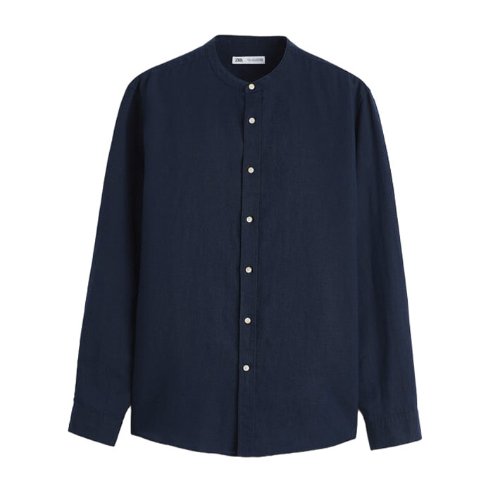

Рубашка Zara Textured Linen/Cotton, морской синий