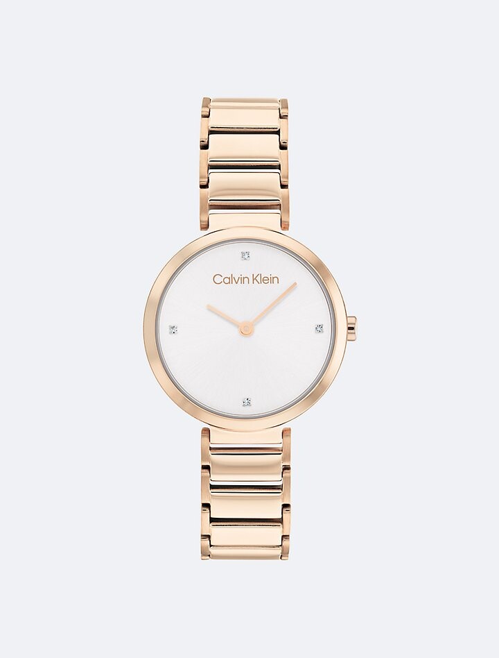 

Минималистичные хрустальные часы Calvin Klein, золотой