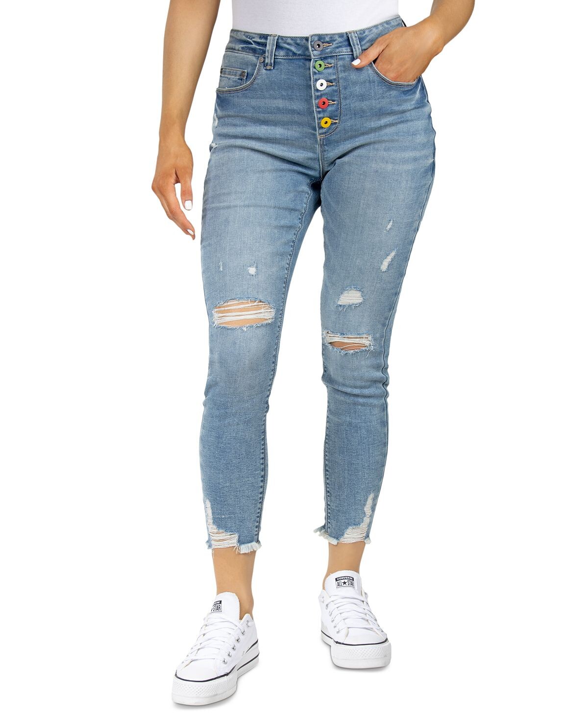 

Рваные джинсы до щиколотки curvy для юниоров Indigo Rein, мульти