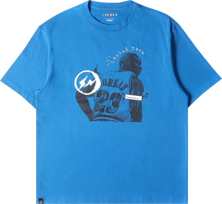 Футболка Air Jordan x Travis Scott x Fragment T-Shirt 'Blue', синий