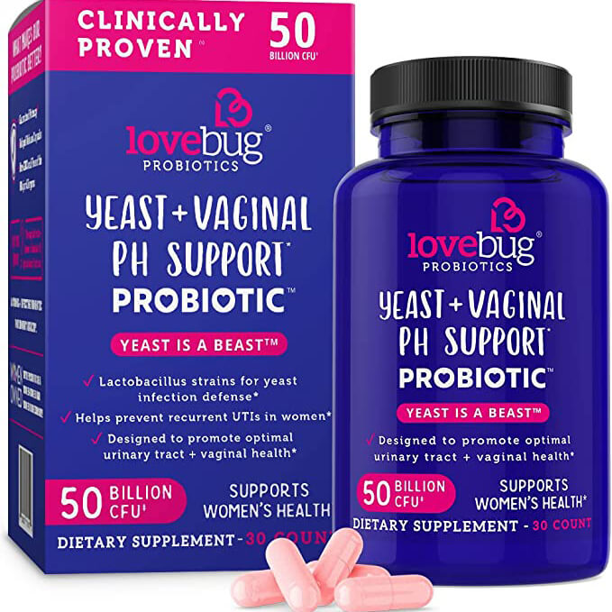 Пробиотики для женщин Lovebug Probiotics, 30 таблеток пробиотики lovebug дрожжи пробиотик для поддержки вагинального уровня ph 50 миллиардов кое 30 шт lovebug probiotics