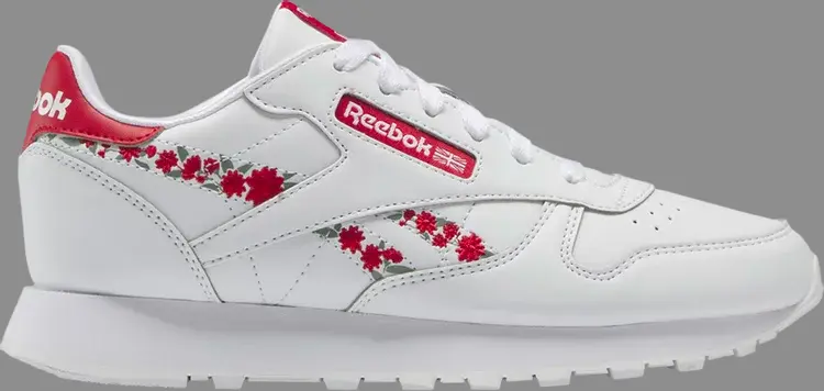 

Кроссовки classic leather big kid 'flower crowns - white vector red' Reebok, белый