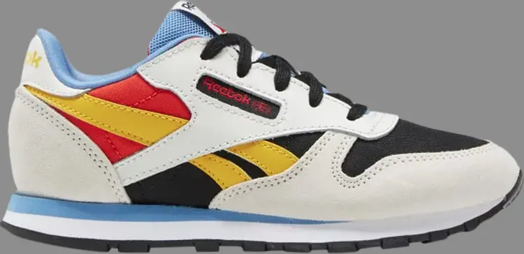 

Кроссовки classic leather little kid 'pure grey always yellow' Reebok, серый