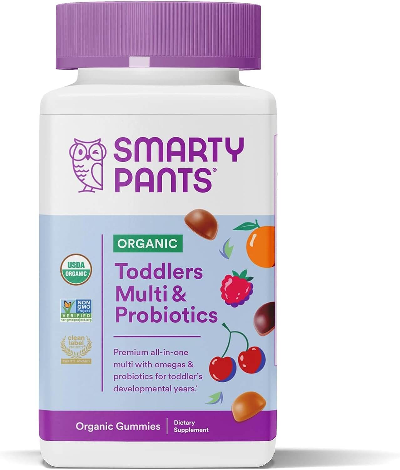 Комплекс для детей SmartyPants Organic Toddler Multi & Probiotics, 60 жевательных таблеток smartypants формула с минералами для детей ягодная смесь 60 жевательных таблеток