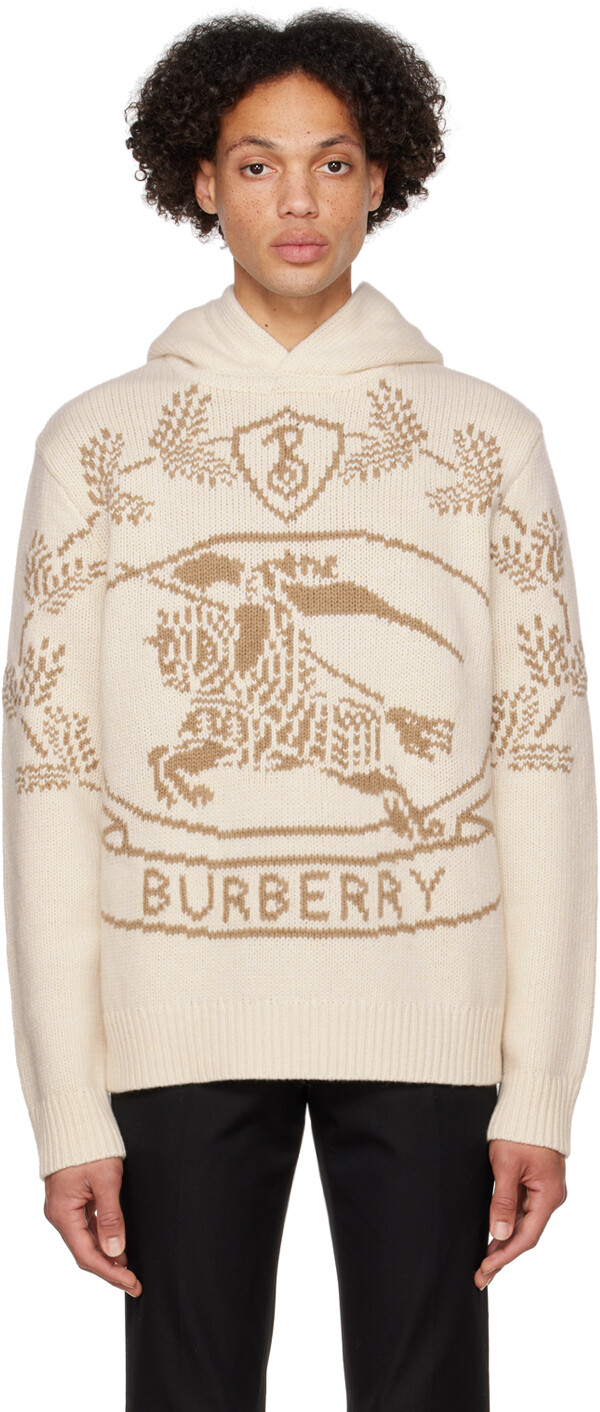 

Белая толстовка с капюшоном \Конный рыцарь\"" Burberry