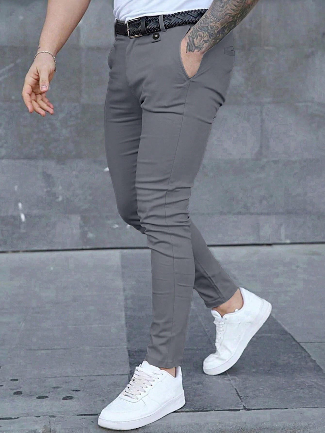 Мужские однотонные классические брюки с карманами Manfinity Mode, темно-серый