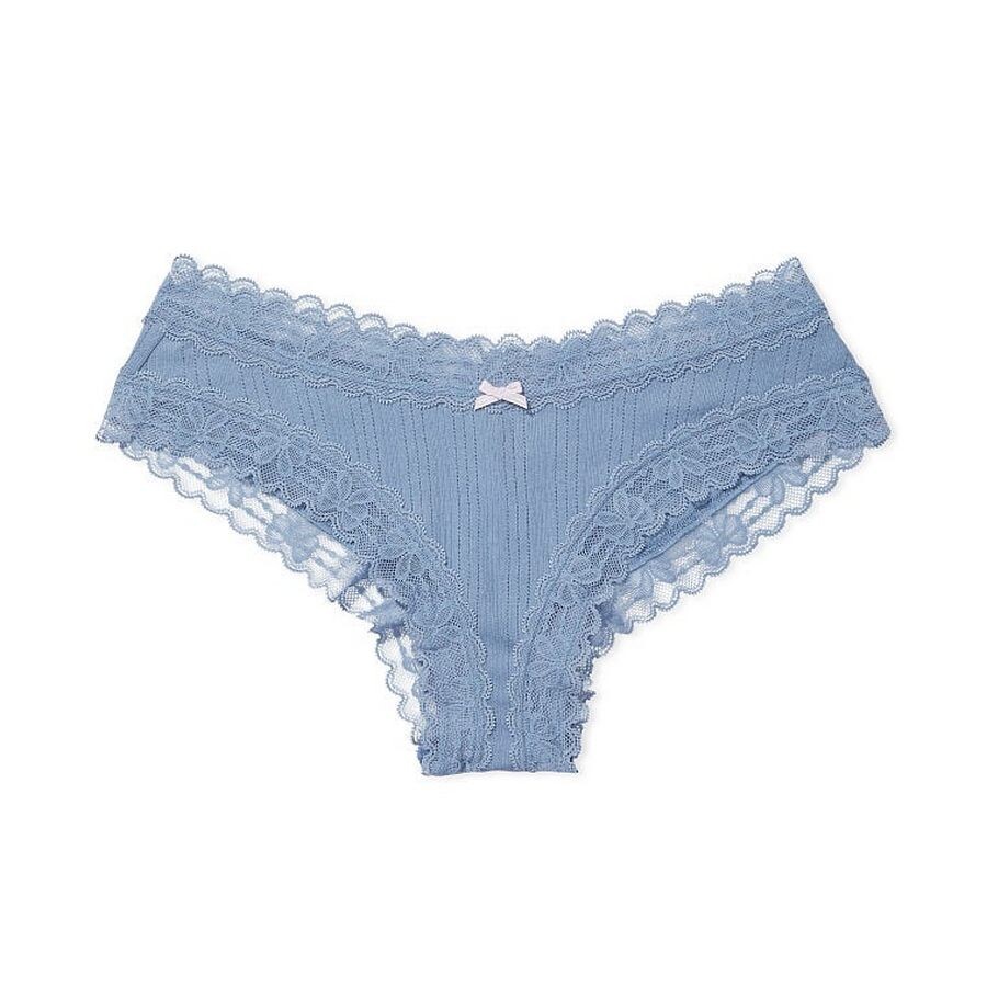 

Трусы Victoria's Secret Lace Waist Cotton Pointelle Cheeky, голубой
