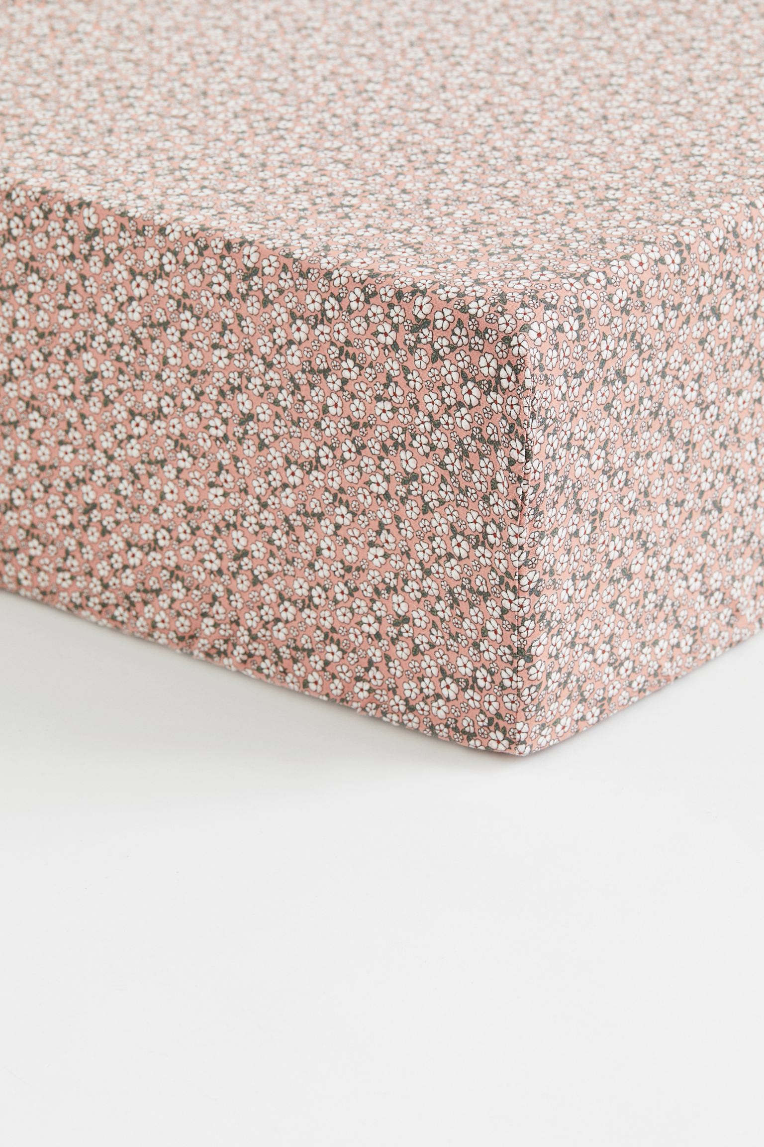 Простыня H&M Home Patterned Cotton Fitted, розовый