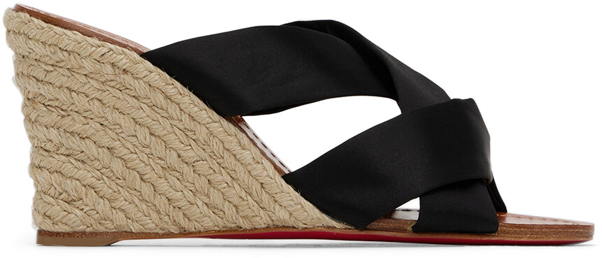 

Черные босоножки на каблуке на танкетке Christian Louboutin