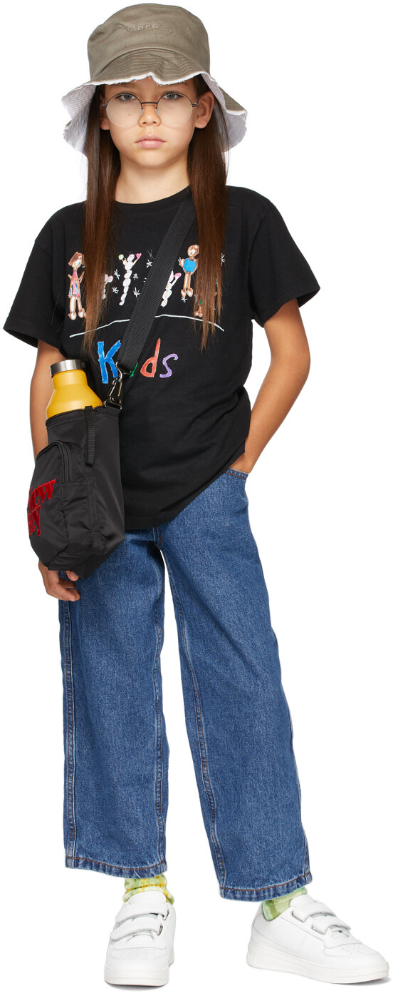 

SSENSE Exclusive Kids Черная детская футболка с рисунком Kids Worldwide
