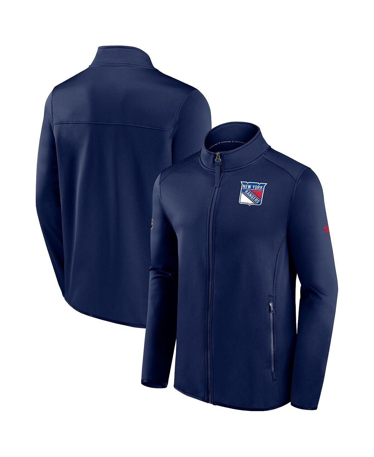 

Фирменная мужская темно-синяя флисовая куртка new york rangers authentic pro rink с молнией во всю длину Fanatics, синий