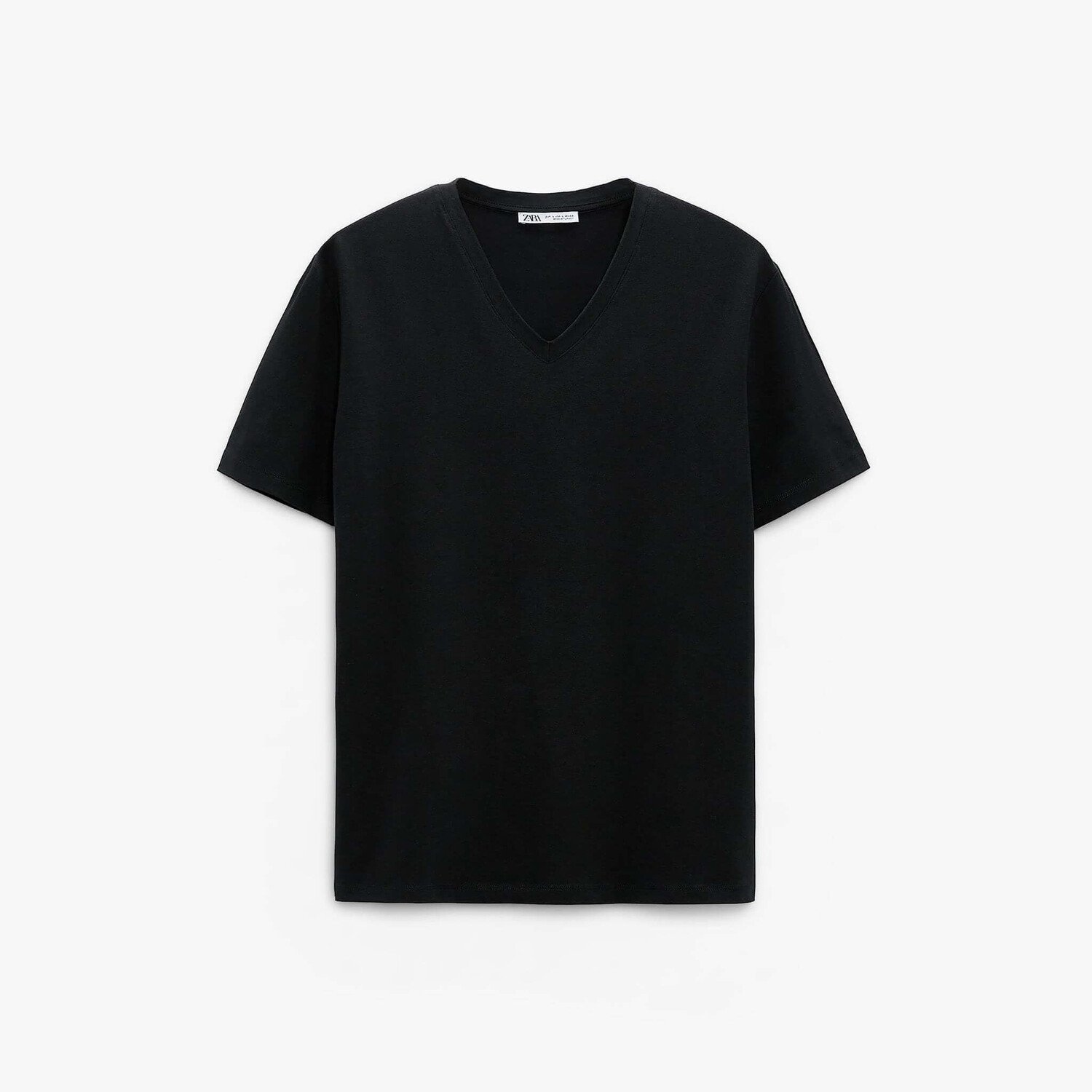 

Футболка Zara Basic Slim Fit With V-Neck, черный